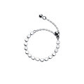 wholesale S925 sterling silver shimmering pig nose round disc bean ring, Korean-style minimalist stackable chain band ring R00853-0-4