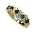 wholesale S925 Silver New Fashionable Colorful Artificial Emerald Row Diamond Ring for Women-0-4