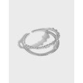 wholesale S925 Sterling Silver Double Layer Minimalist Korean Style Ins Design Women's Silver Ring-0-0