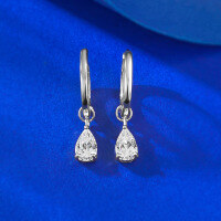 wholesale S925 Sterling Silver 5*8 Pear-Shaped Small Diamond Earrings Ear Clips, New for Quick Sales-E631 White Earrings 925 Silver