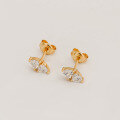 wholesale S925 silver-plated 14K gold Japanese minimalist-style marquise-shaped white zircon jewelry set-0-3