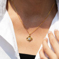 14K Gold Plated 925 Silver Clover Necklace with Moissanite for Cross-border Women-0-0
