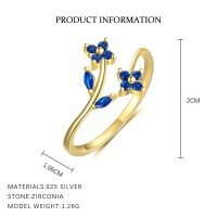 wholesale S925 Sterling Silver Evil Eye Necklace Set With French-style Flower Ring And Zircon Earrings-K2155, Spinel 113#, 18K Yellow Plated, Mido 7# 925 Silver