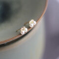 wholesale 9K Gold Minimalist Mini Pearl Micro-Paved Stud Earrings "Little Cherry"-0-0