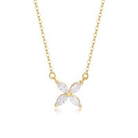 wholesale S925 Sterling Silver Four-leaf Clover And Butterfly Necklace For Women, Minimalist And Elegant Pendant-A2398-Gold 925 Silver