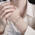 wholesale S925 sterling silver Korean-style minimalist fresh and simple heart-stitched fashionable and versatile bracelet for women-0-3