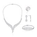 wholesale S925 silver luxurious bridal necklace wedding banquet jewelry set for evening party matching-0-4