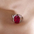 wholesale S925 silver plated with 18k gold, lab-created cushion-shaped ruby 12*16mm high-end jewelry closed-back ring-0-2