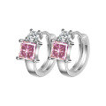 wholesale S925 Sterling Silver Princess Cut Moissanite Women's Ear Clips Colorful Silver Jewelry Earrings-0-13