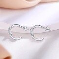 wholesale S925 sterling silver small Chanel-style double C stud earrings, minimalist, niche, exquisite, unique, designed circle hoop earrings for women-0-4