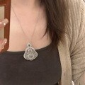 wholesale S925 Sterling Silver Icy Chalcedony Agate Jadeite Laughing Buddha Pendant Necklace, New Chinese Style Design-0-3