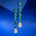 wholesale S925 Silver 1ct Green Nano Earrings 8*12-0-1