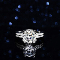 S925 Silver Classic Bull Head Ring with 3ct Moissanite-3 carats (set with D color moissanite)  17 yards