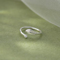 wholesale S925 Sterling Silver Fresh and Sweet Ins Style Niche Design Exquisite Leaf-set Diamond Tail Ring J2505-0-3