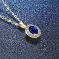 S925 Sterling Silver Moissanite Cultured Emerald Ruby Sapphire Necklace-0-6