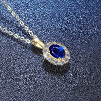 S925 Sterling Silver Moissanite Cultured Emerald Ruby Sapphire Necklace-Cultured sapphire 1 carat  925 silver