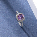 wholesale S925 Silver Ring for Women Korean Style Elegant Synthetic Amethyst Pinky Ring with Diamond-0-2