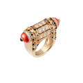 wholesale 925 Silver Gold-Plated Ring with High Carbon Diamonds, Cardium Red Coral, Versatile Jewelry for Women, Perfect for Events and Banquets-0-4