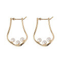 wholesale S925 Gold-Plated Silver Japanese Light Jewelry aget* Style Freshwater Pearl Earrings, Simple and Versatile Hoop Earrings-0-0
