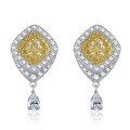 wholesale S925 Sterling Silver ZHUO Zhifan Designer Edition High Carbon Diamond 6*6 Yellow Diamond Stud Earrings Women's Light Luxury Ear Jewelry-0-0