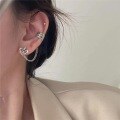 wholesale Metal material retro crusader flower chain ear studs for women, fashionable high-end ear cartilage clip,-0-2