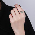 wholesale S925 Sterling Silver European and American Ins Minimalist Style Double-Layer Hollow Double Circle Adjustable Ring for Men and Women-0-3