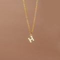 wholesale S925 Sterling Silver Simple Plain English Letter Necklace for Women H Girly and Fresh Collarbone Chain D8588-0-3