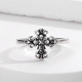 wholesale 925 Silver Korean Dongdaemun Fashion Open Ring Cross Design Thai Silver Vintage Antique Jewelry-0-0
