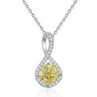 S925 Silver Moissanite Infinity Pendant Necklace-2-carat yellow moissanite