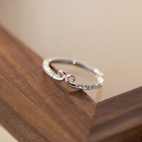 wholesale S925 Sterling Silver Fresh and Sweet Ins Style Niche Design Exquisite and Simple Tight Hoop Ring R02568-S925 silver ring Adjustable opening
