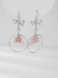 wholesale Sterling Silver Bow with Hoop and Five-Pointed Star Earrings, Niche Design, Sweet and Versatile Dangle Earrings, Wholesale-0-4