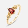 wholesale S925 Sterling Silver Japanese-style New Garnet Ring for Women, Light Luxury Niche Design, Diamond-shaped Ring, Vintage and Artistic Hand Jewelry-0-3