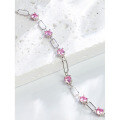 wholesale S925 Silver Korean Style Japanese Style Women's Summer New Pink Zircon Bracelet Versatile Elegant Pure Silver Fashion Jewelry-0-1