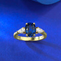 wholesale S925 Sterling Silver Simulated Sapphire 6*8mm Oval Blue Corundum Fashion Versatile Ring-0-2