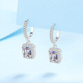 wholesale PT950 gold-plated 925 sterling silver earrings for women with moissanite emerald-cut radiant ear clips, factory direct wholesale-0-0