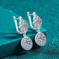 S925 Sterling Silver Moissanite Earrings for Women, Minimalist Round Stud Earrings-0-0