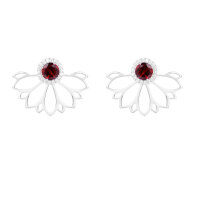 wholesale S925 Silver New Creative Design Natural Topaz Earrings French Romantic Style Inlaid with Natural Gemstones-Natural garnet &gt;925 silver
