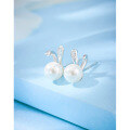 wholesale S925 Sterling Silver Rabbit Pearl Earrings for Women, Minimalist Small Design, New Trendy High-End Sense Ear Piercing Jewelry-0-2