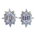 wholesale S925 Sterling Silver European and American New Style 7*9 Emerald Cut Pagoda Earrings, Versatile Live Stream Collection-0-4