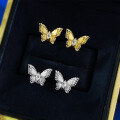 wholesale S925 Sterling Silver Plant-inspired Vintage Brushed Dreamy Butterfly Ear Studs Fashion Versatile High-end Sense Earrings-0-3