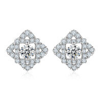 wholesale 925 Sterling Silver Earrings for Women, Versatile Amazon Best-Seller, Genuine Silver Zircon Earrings, Cross-Border Ear Jewelry, High-End 925 Style-Platinum 925 silver