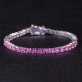 wholesale S925 Sterling Silver Popular Tennis Bracelet 3/4/5mm with Lab-Created Ruby Sapphire Moissanite-0-5