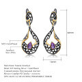 wholesale 925 silver Italian designer craft gemstone earrings with vintage high-end feel, featuring natural amethyst-0-4