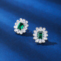 wholesale S925 Sterling Silver Elegant Earrings Inlaid with High-Carbon Diamond Zircon and Emerald Ear Studs for Dropshipping and Wholesale Women-0-1