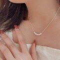 wholesale S925 Sterling Silver Bamboo Link Chain with Natural Freshwater Pearls Women's Korean Minimalist Style High-End Delicate Choker Necklace-0-2