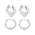 wholesale S925 sterling silver geometric irregular ear clips for women, minimalist style,ins versatile silver earrings-0-4
