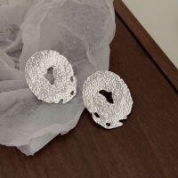 wholesale S925 Sterling Silver Geometric Textured Exaggerated Heavy Work Earrings for Women, Korean Dongdaemun Niche Ear Accessories-Sterling silver