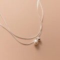 wholesale S925 Sterling Silver Rice Pearl Necklace Vintage Double Layer Stacked Small Bead Pendant Collarbone Chain D9599-0-2