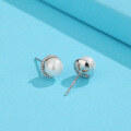 wholesale S925 Sterling Silver New Women's Stud Earrings Simple Pearl Inlaid Earrings Fashion Elegant Cross-Border Jewelry Factory Wholesale-0-3