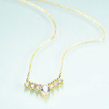 wholesale S925 Sterling Silver with Gold-Plated 5A Zircon Gemstone, Fashionable and Lightly Luxurious Temperament Pendant Necklace-0-1
